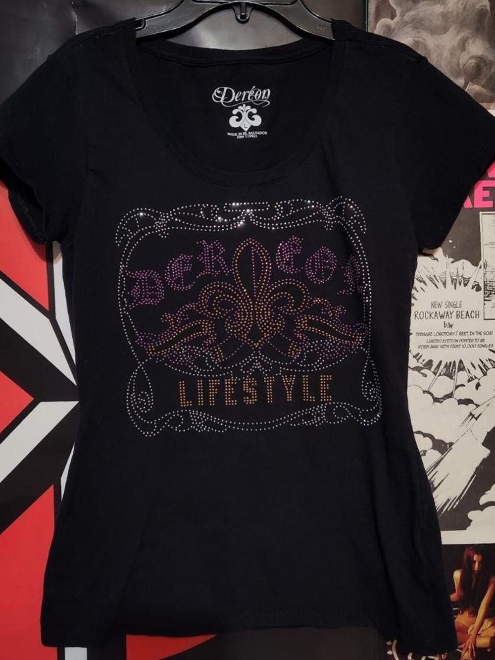 y2k mcbling style Dereon rhinestone shirt